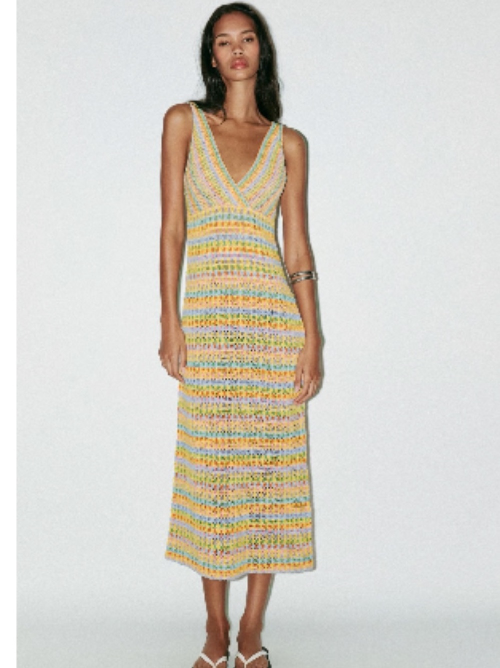 Zara long crochet knit dress size M